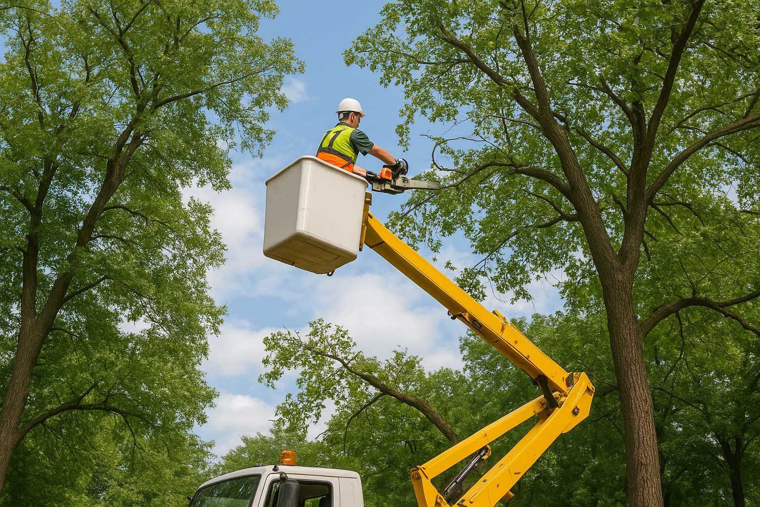 Wycinka drzew z pomocą zwyżki